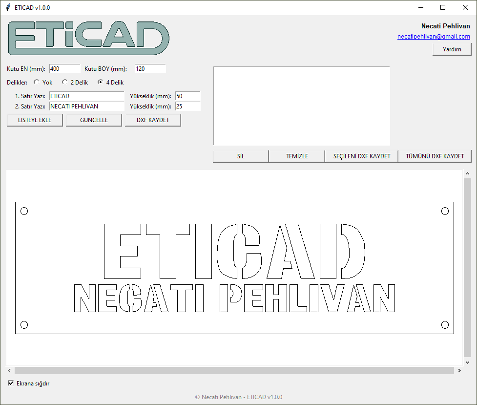 EtiCAD ekran görüntüsü